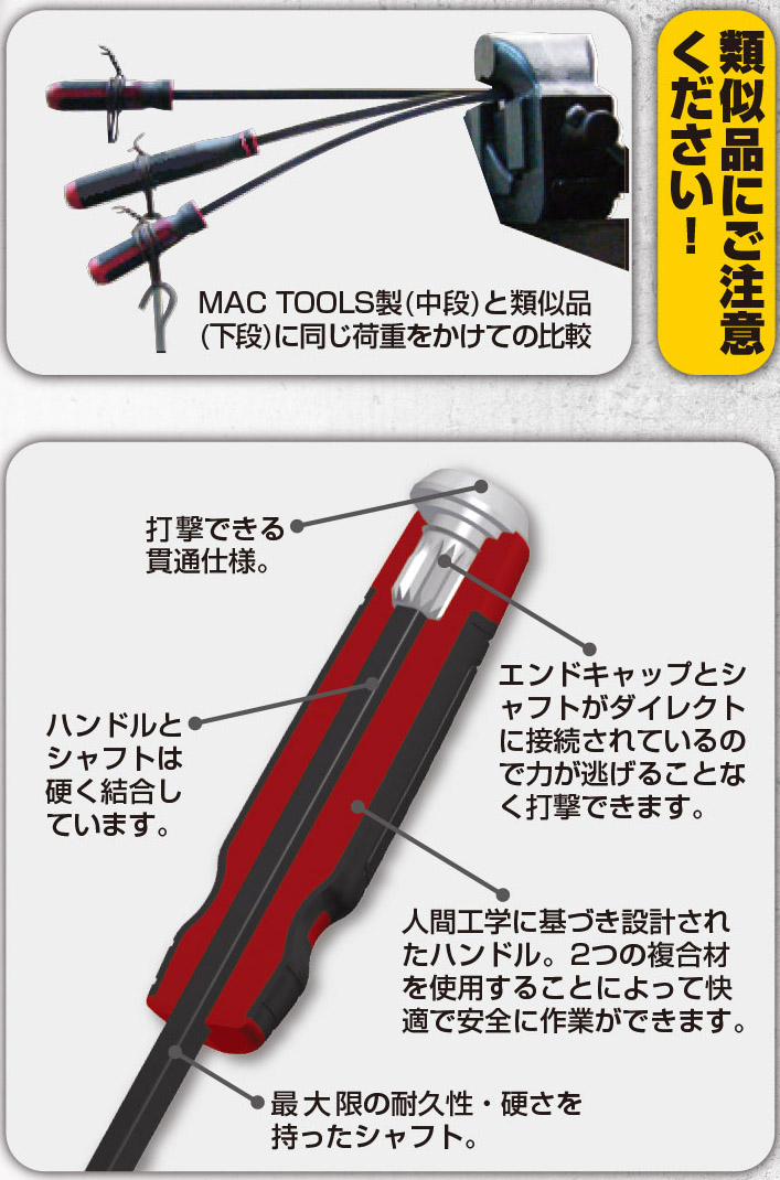 MAC TOOLS（マックツールズ）：3Pc. カーブド貫通型プライバーセット - オレンジ