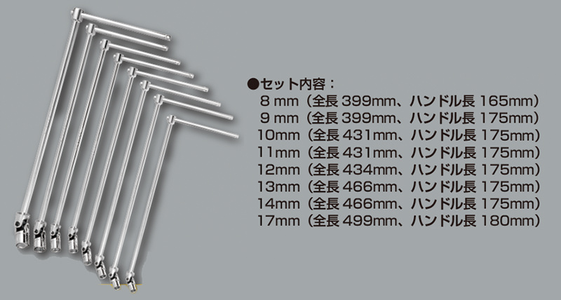 FACOM（ファコム）：8Pc. ユニバーサル T-ハンドル ソケットセット