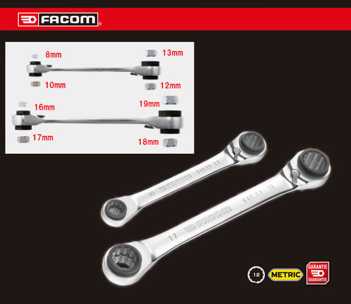 FACOM（ファコム）：6Pc.メトリック ダブルエンドソケットレンチセット 8-19mm